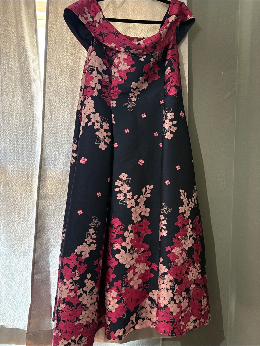 Adrianna Papell Off Shoulder Jacquard Midi Dress Size 18